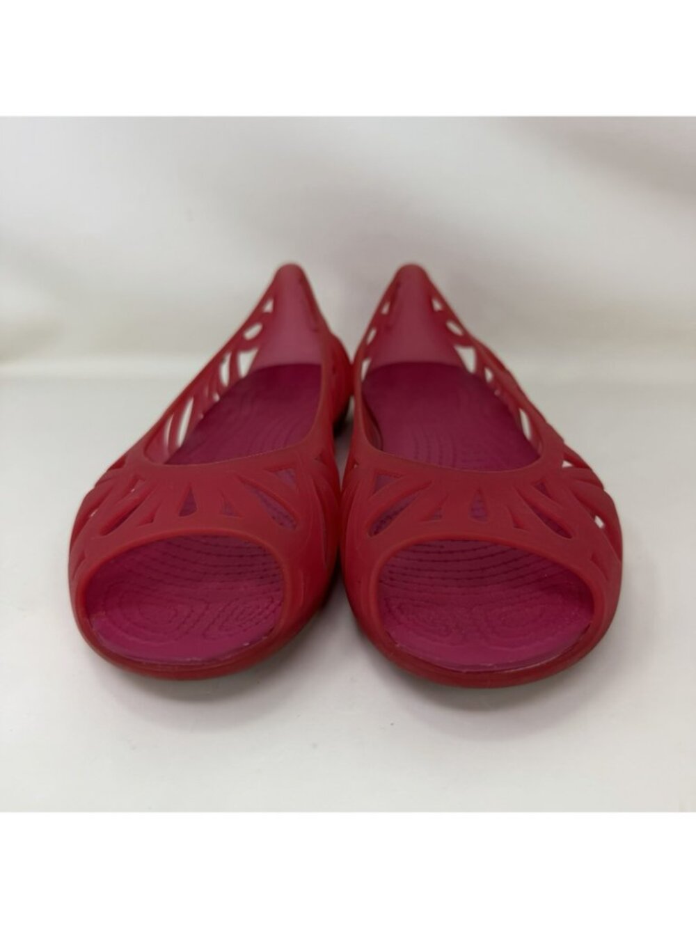 Crocs Adrina III Slip On Cut Out Peep Toe Jelly Sandals Pink Women’s Size 8 - Picture 3 of 7